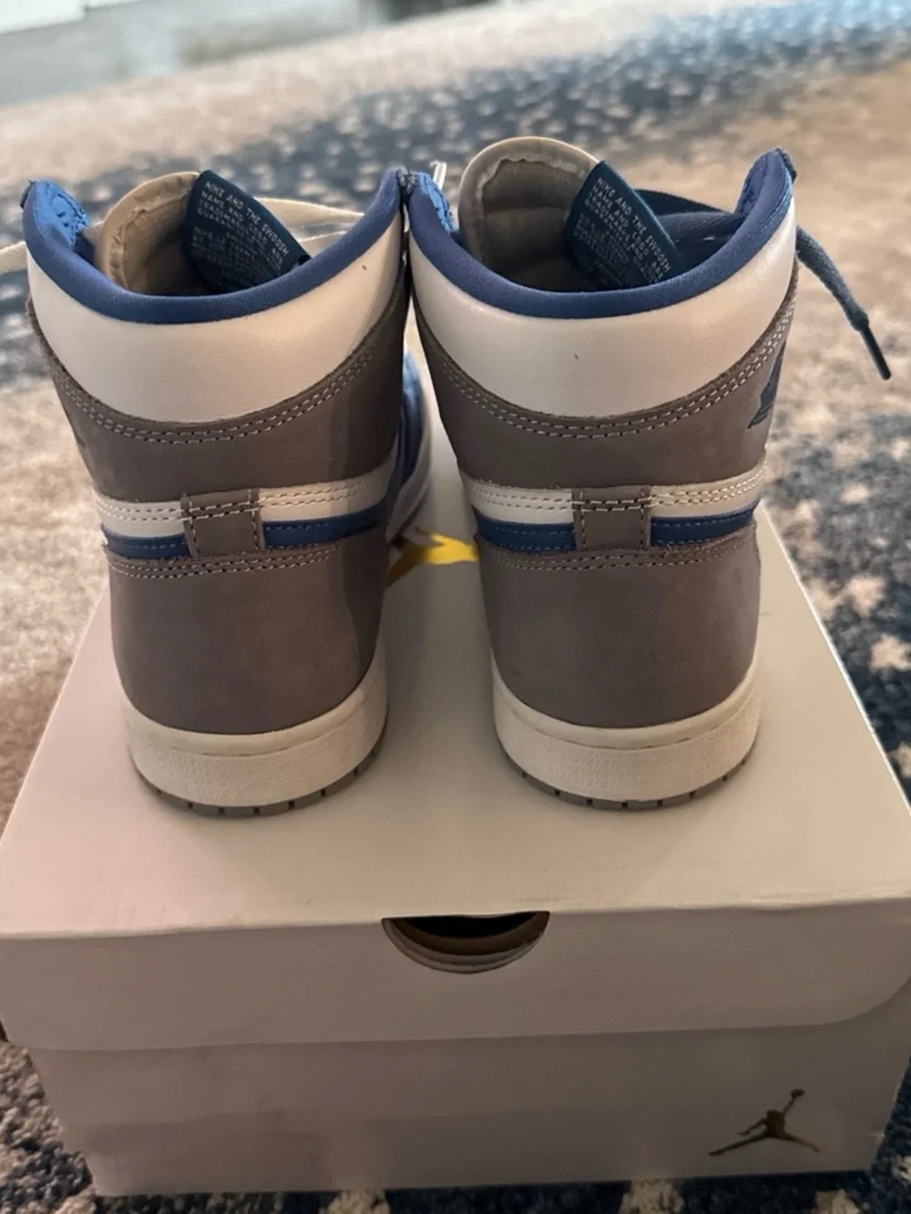 Nike Air High-Top Sneakers in Blue and White with Dual Laces